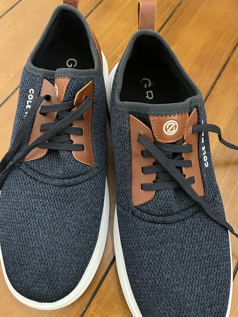 Cole Haan Grandsport Journey Knit Sneakers Navy with Brown Accents Size 11 - Picture 8 of 16